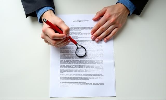 Persona revisando documentos con detalle y una lupa